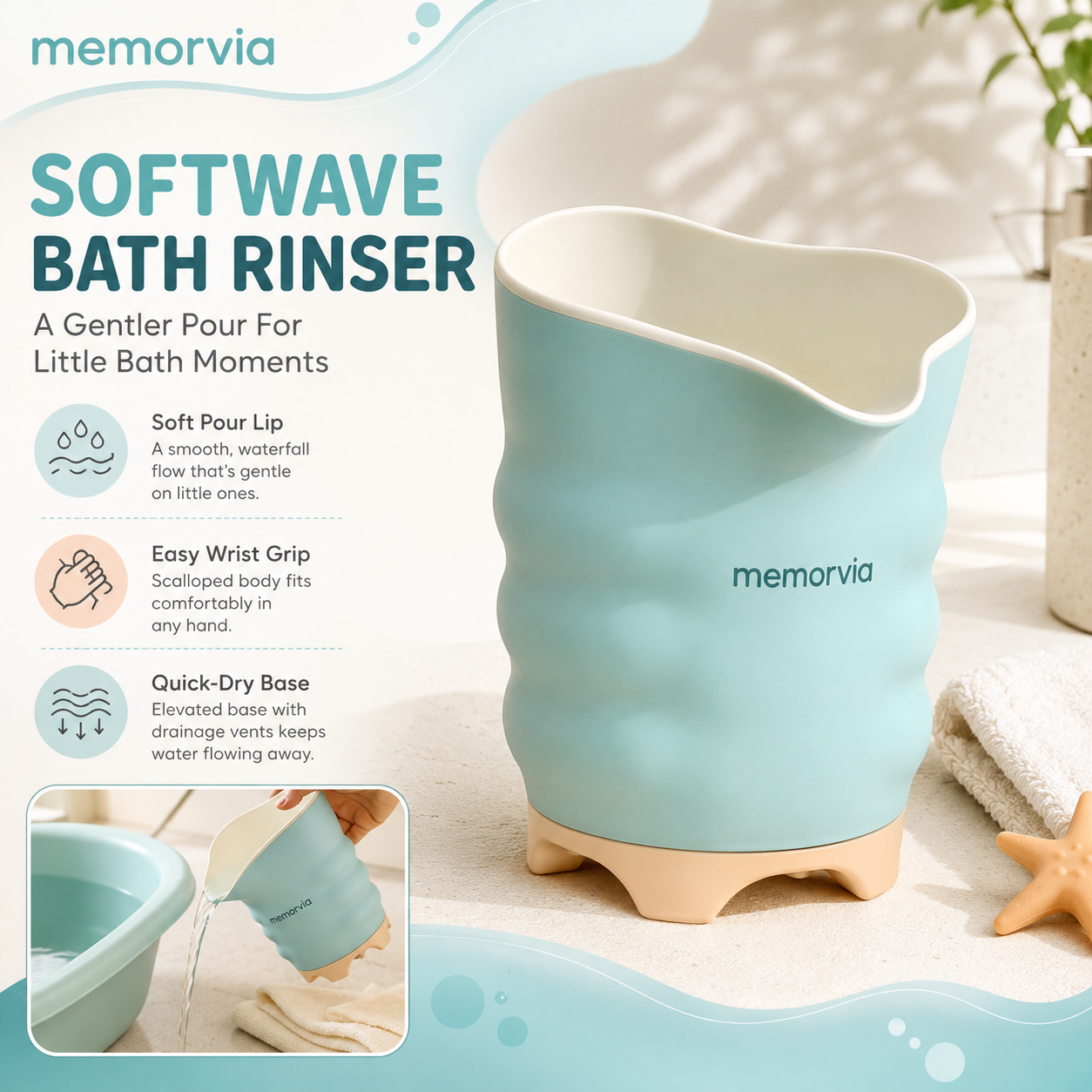 Memorvia™ Softwave Contoured Baby Bath Rinser